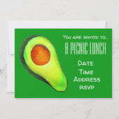 Groene avocado Zomer picknick lunchfeest Kaart (Voorkant)