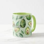 Groene avocado's en bladeren mok (Voorkant rechts)