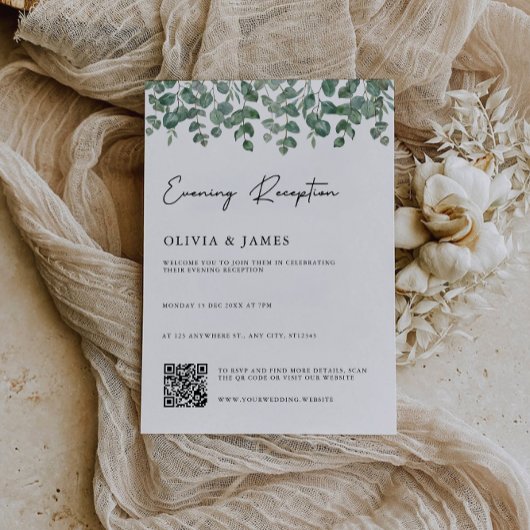 Groene Avondreceptie met QR-code rsvp Kaart