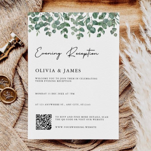 Groene Avondreceptie met QR-code rsvp Kaart