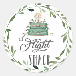 Groene Avontuur Koffer In Vlucht Snack Favoriet Ronde Sticker
