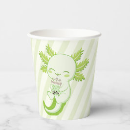 Groene Axolotl Boba Tea Kids Verjaardagsfeestje Papieren Bekers