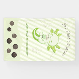 Groene Axolotl Bubble Boba Tea Verjaardagsfeest Spandoek