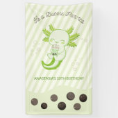 Groene Axolotl Bubble Boba Tea Verjaardagsfeest Spandoek (Verticaal)