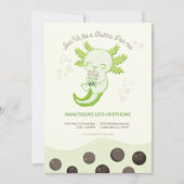 Groene Axolotl Bubble Boba Thee Kinderverjaardag Kaart (Voorkant)