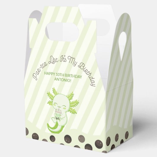 Groene Axolotl Bubble Boba Thee Par-tea Verjaardag Bedankdoosjes (Geopend)