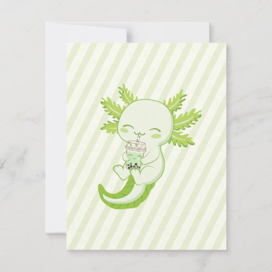 Groene Axolotl Bubble Tea Par-tea Verjaardagsfeest Save The Date (Achterkant)