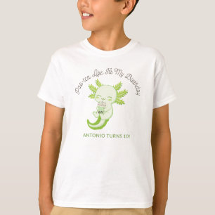 Groene Axolotl Kids Verjaardagsfeestje Boba Thee P T-shirt