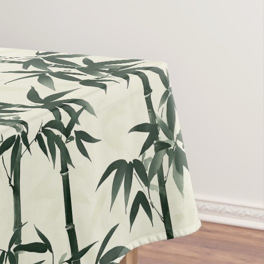 Groene Aziatische bamboe en bladeren Tafelkleed (Voorbeeld)