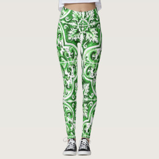 Groene Azulejo Dolce Leggings Mediterrane Charm