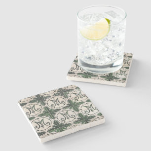 groene azulejo stenen onderzetter