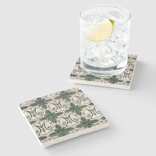  groene azulejo stenen onderzetter (Zijkant)