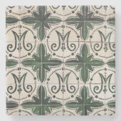  groene azulejo stenen onderzetter (Voorkant)