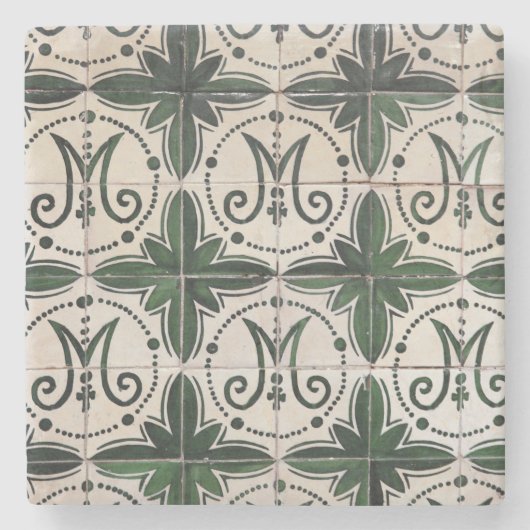  groene azulejo stenen onderzetter (Voorkant)