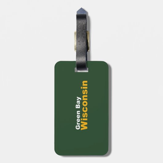 Groene baai, Bagagelabel van Wisconsin met lederri (Achterkant verticaal)