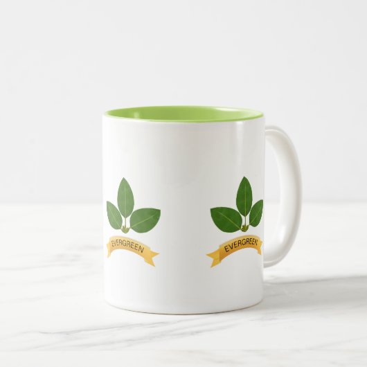 Groene baai Bladeren Tweekleurige Koffiemok (Voorkant rechts)