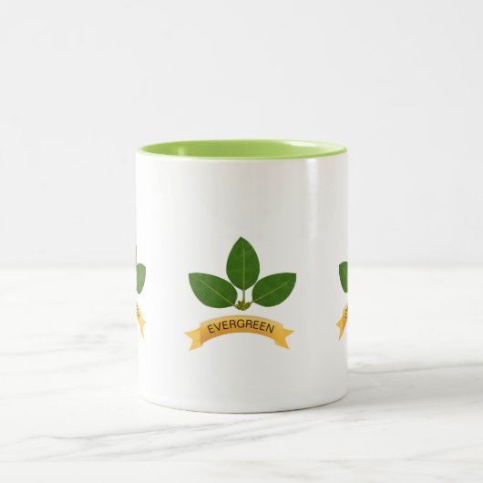 Groene baai Bladeren Tweekleurige Koffiemok (Center)