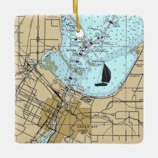 Groene baai - witboek keramisch ornament (Voorkant)