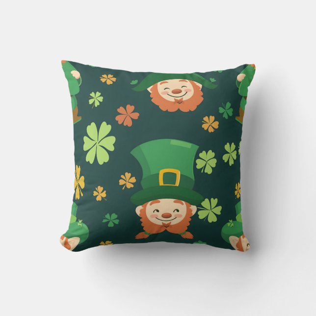 Groene Baard Kabouter Patroon Kussen (Voorkant)