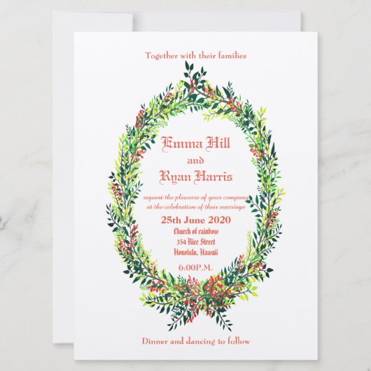 Groene baardbruiloft kaart (Voorkant)