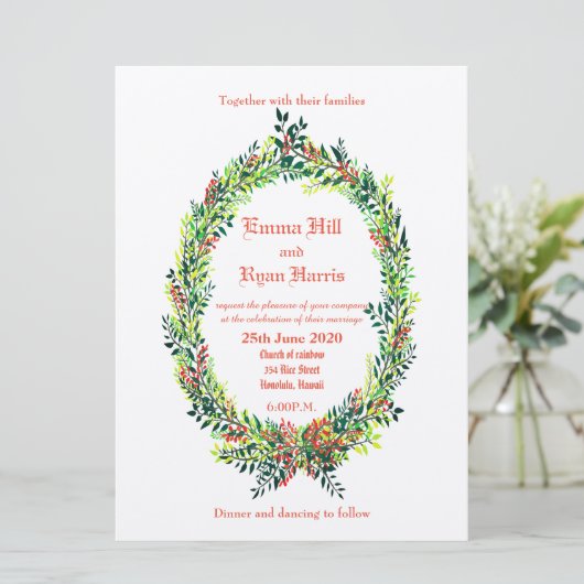 Groene baardbruiloft kaart (Staand voorkant)