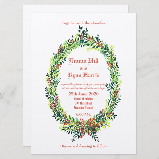 Groene baardbruiloft kaart (Voorkant / Achterkant)