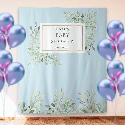 Groene Baby Boy Blue Shower Fotohal achtergrond Wandkleed