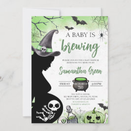 Groene Baby brouwt Halloween Baby shower Kaart