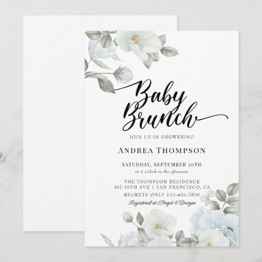 Groene baby brunch uitnodigingen (Voorkant / Achterkant)
