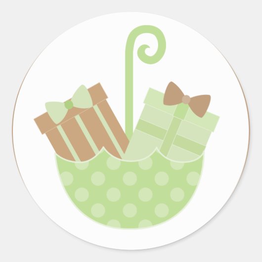 Groene Baby cadeaus in het Baby shower Umbrella Ronde Sticker (Voorkant)