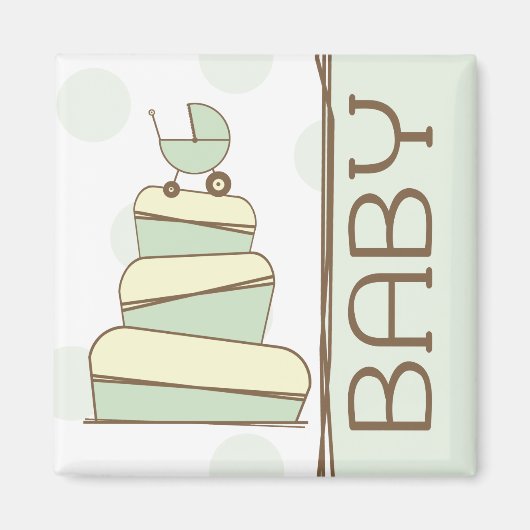 Groene Baby Carriage Cake Magnet (Voorkant)