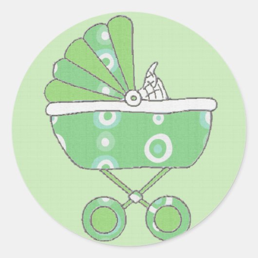 Groene Baby Carriage Sticker (Voorkant)
