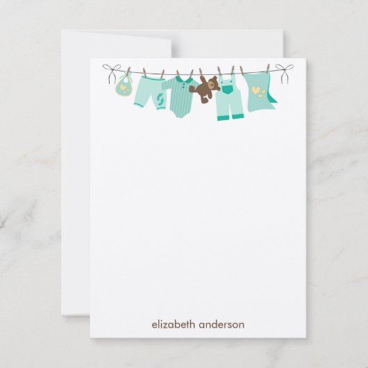 Groene Baby ClotheslineDankuwel Nota's Kaart (Voorkant)
