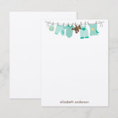 Groene Baby ClotheslineDankuwel Nota's Kaart (Voorkant / Achterkant)