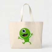 Groene Baby cyclops Grote Tote Bag (Voorkant)