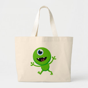 Groene Baby cyclops Grote Tote Bag