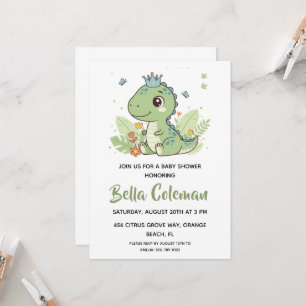 Groene baby dinosaurus baby shower uitnodigingen