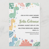 Groene baby dinosaurus babyshower uitnodigingen (Voorkant)