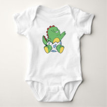 Groene baby dinosaurus komt uit het ei