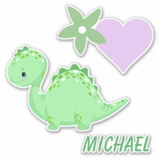 Groene Baby Dinosaurus Sticker (Voorkant)