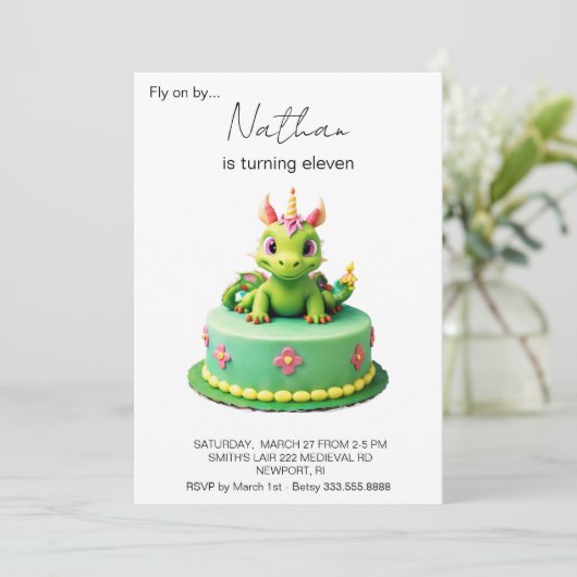 *~* Groene Baby Dragon Foto AP88 Verjaardagsfeest Kaart (Staand voorkant)
