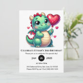 Groene Baby Dragon met Hartballon Verjaardag Kaart (Staand voorkant)