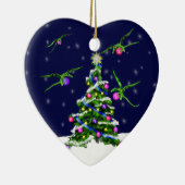 Groene Baby Dragons omcirkelen een kerstboom Keramisch Ornament (Rechts)