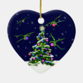 Groene Baby Dragons omcirkelen een kerstboom Keramisch Ornament (Achterkant)