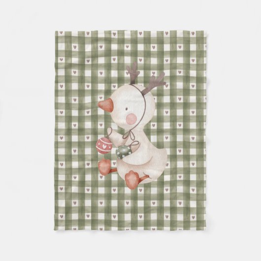 Groene Baby fleece deken met kerstkarakters (Voorkant)