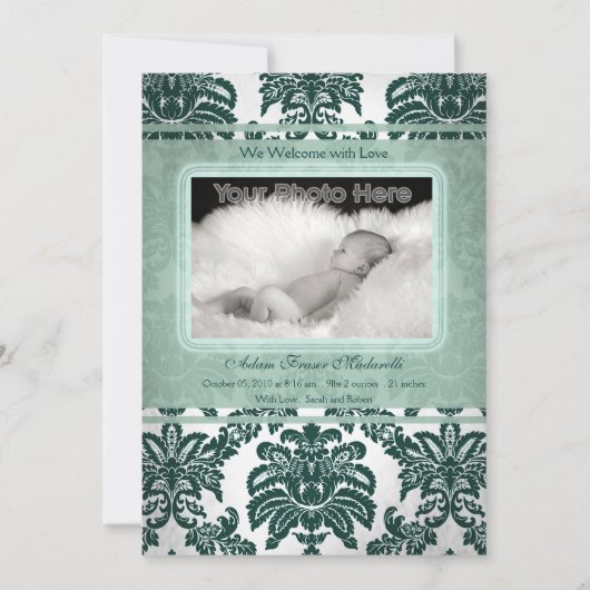  groene baby foto aankondiging (Voorkant)