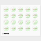 Groene Baby Gepersonaliseerde doopbeurt dank u Ronde Sticker (Vel)