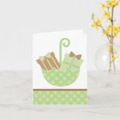 Groene baby geschenken in paraplu kaart (Gele Bloem)