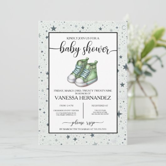 Groene Baby Hoge Topjes Baby shower Kaart (Staand voorkant)