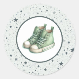 Groene Baby Hoge Topjes Baby shower Ronde Sticker